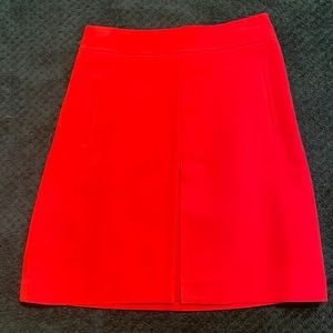 Loft Womens Skirt 00P Pockets Slash Pleated Red Petite Knee Length